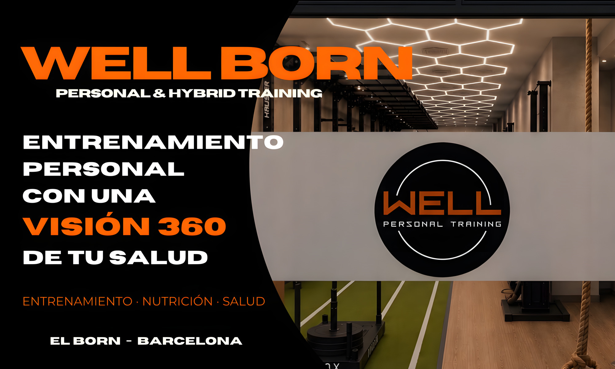 Cartel anunciando la apertura en Barcelola de la primera franquicia Well